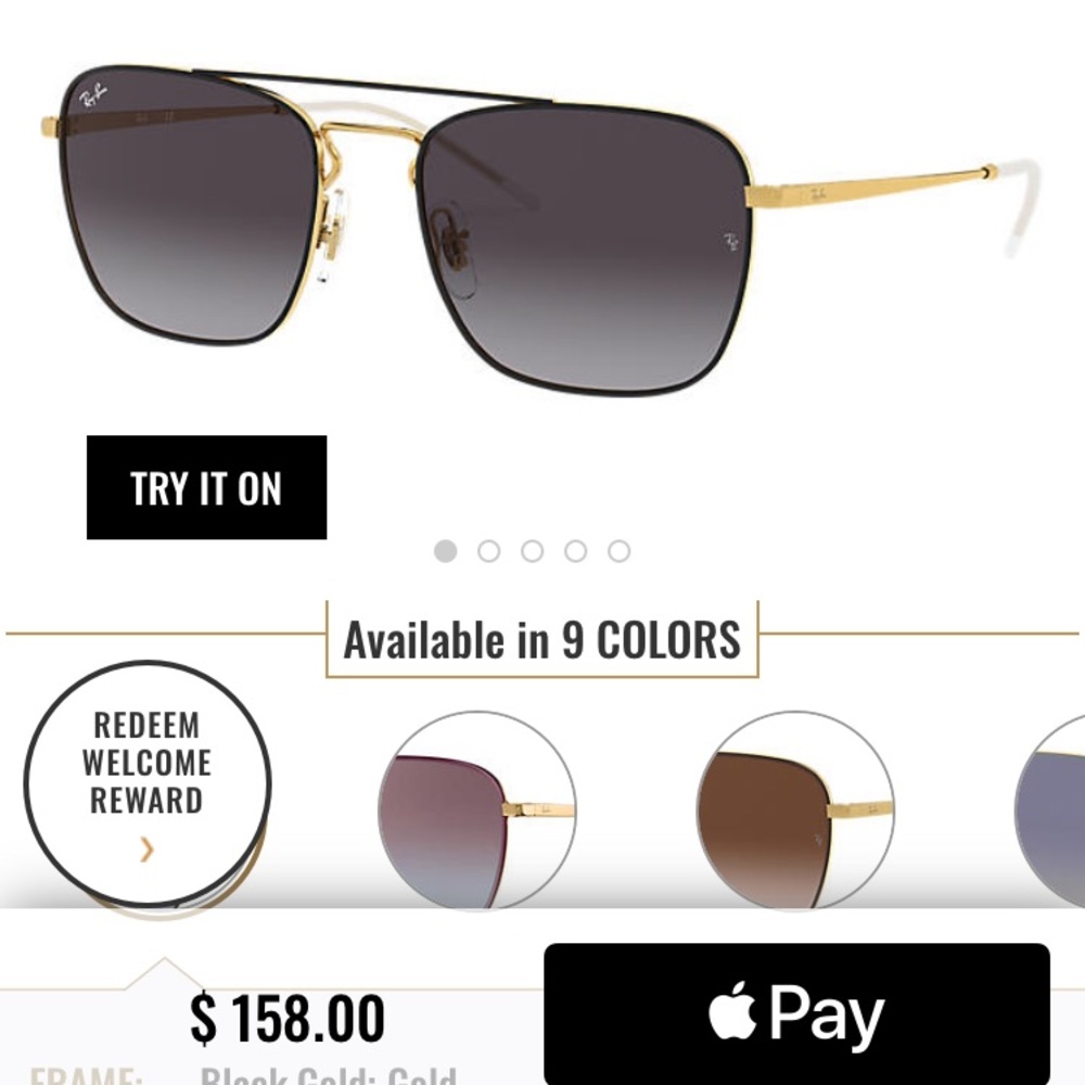 Ray-ban RB3588 Black & Gold Grey Gradient Lenses